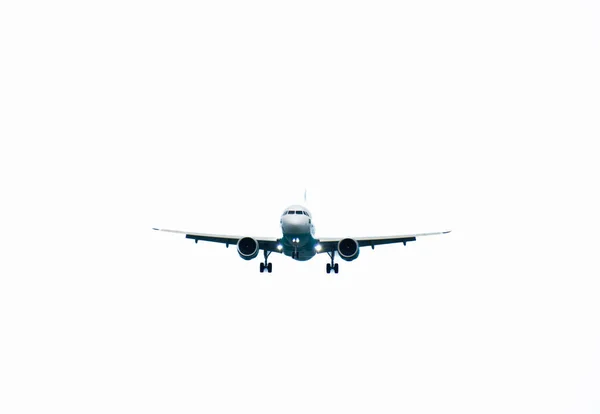 Фронт Реального Самолета Изолированный Белом Фоне Иллюстрация Белого Самолёта — стоковое фото