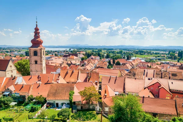 Панорамный Вид Красные Крыши Красивых Городов Чешской Республики Летнее Время — стоковое фото