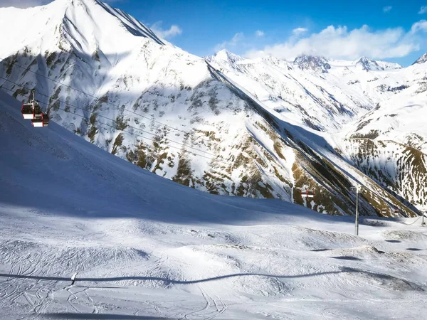 Kobi Gudauri Skigebied Witte Bergen Cabinelift Wintersportplaats — Stockfoto