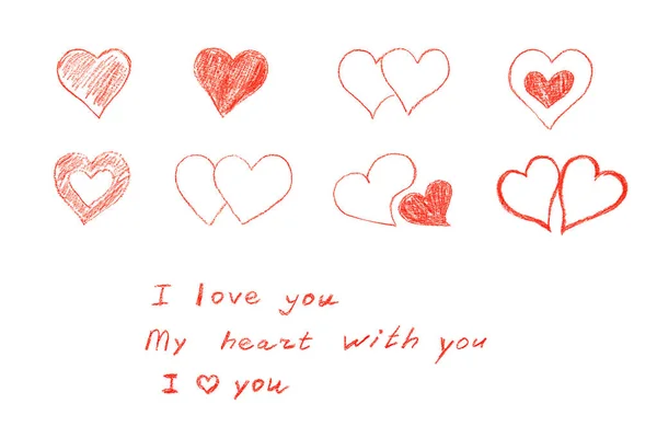 Several Options Image Hearts Signatures Postcards Valentine Day — Stock Photo, Image