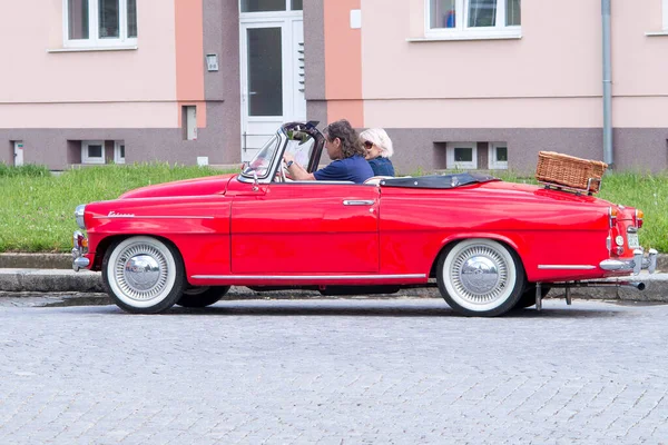 Prostejov República Checa Maio 2018 Carro Polícia Motocicletas Era Comunista — Fotografia de Stock