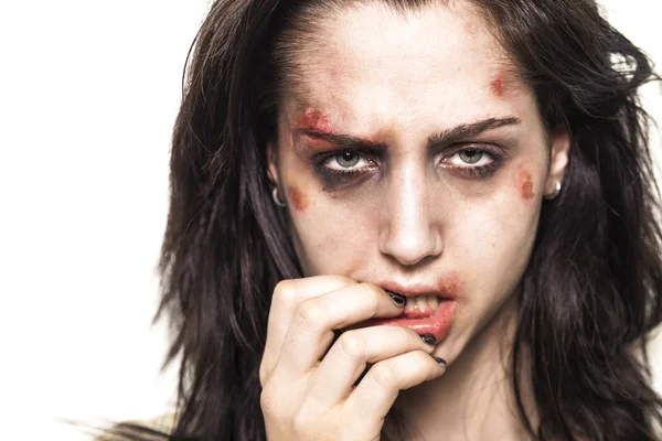 Beaten up girl with deep look — Stock Photo, Image