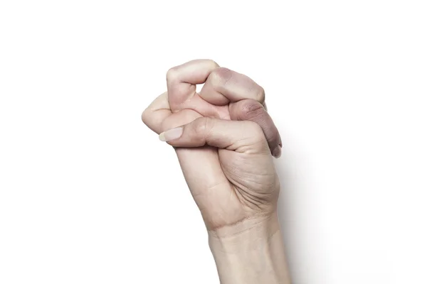Mão com dedos entrelaçados — Fotografia de Stock