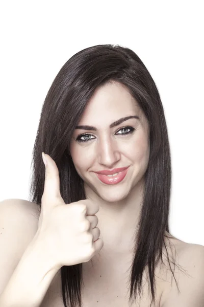 Girl with thumbs-up — Stock Photo, Image