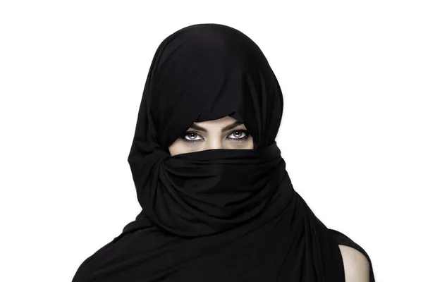 Girl wearing a burqa with uncovered shoulder — Stock Photo, Image