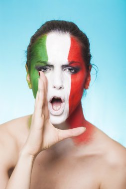 Italian supporter for FIFA 2014 screaming and looking clipart