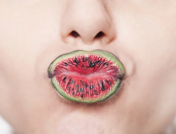 Watermelon lips — Stock Photo, Image