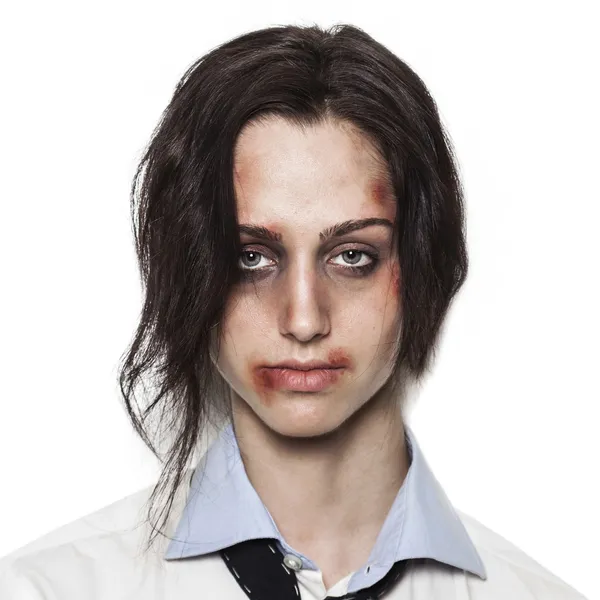 Beaten up girl front — Stock Photo, Image