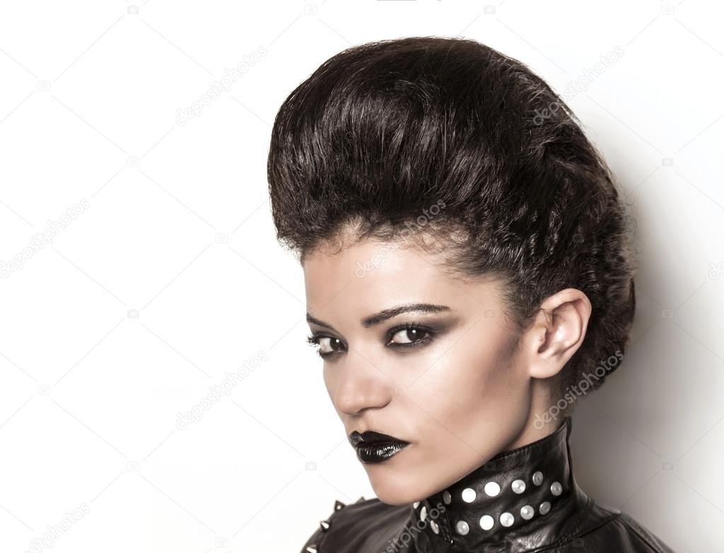 Rock girl with glamour look half profile