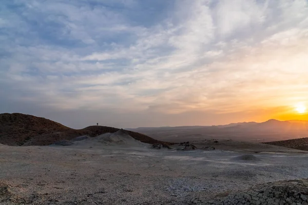 Landscape Mud Volcanoes Mountains Sunset — Stock Fotó