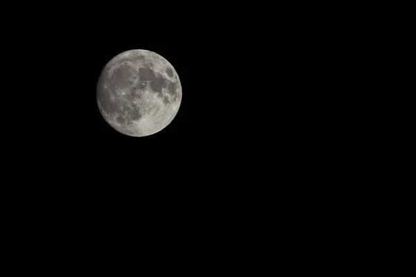 Pleine Lune Sur Ciel Nocturne Noir — Photo