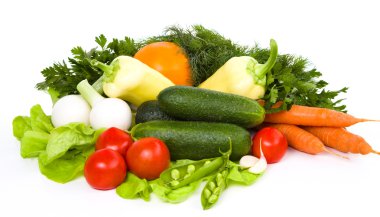 Bahçe sebze üzerinde beyaz izole