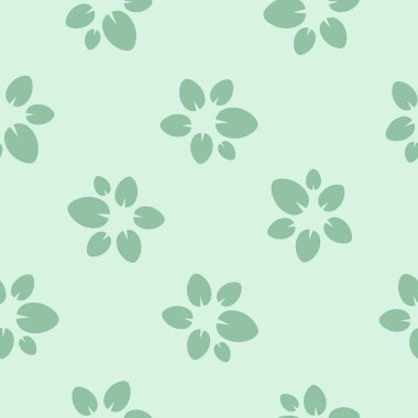 Yeşil arka planda soyut yeşil çiçeklerle pürüzsüz bir desen bırakır. Vektör tasarımı