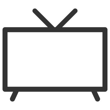 Televizyon ikonu. Televizyon tabelası. Düz biçim vektör çizimi beyaz arkaplanda izole edildi