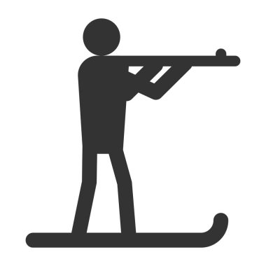 Biatlon kayak ikonu. Düz biçim vektör çizimi beyaz arkaplanda izole edildi