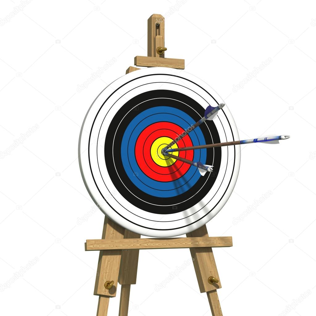 Three arrows on an archery target