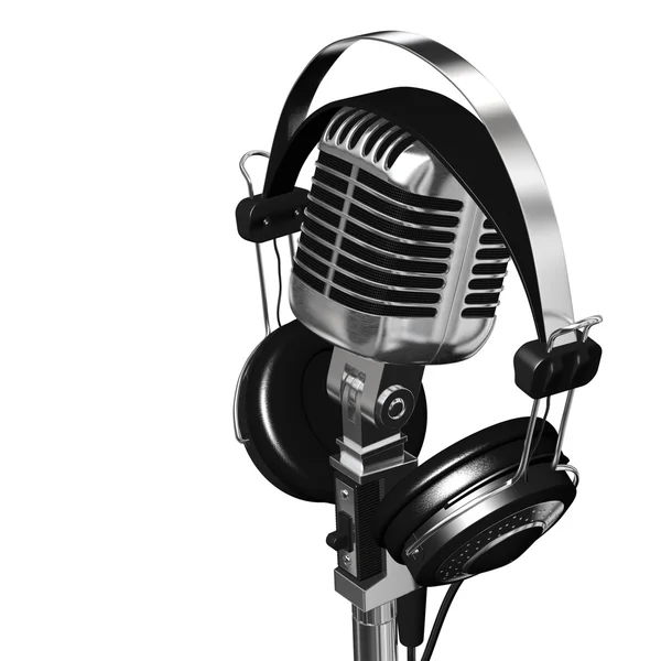 Microphone and headphones — Stock Photo, Image