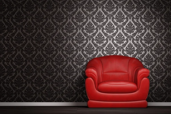 Nowoczesne wnętrza, czerwony fotel — Zdjęcie stockowe