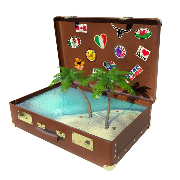 Tropical trip suitcase — Stock Photo, Image