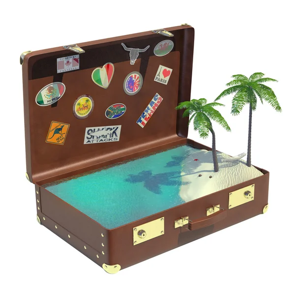 Tropical trip suitcase — Stock Photo, Image