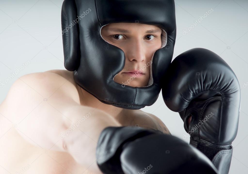 boxer with black gloves
