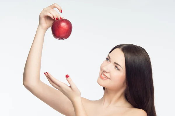 Chica y manzanas — Foto de Stock