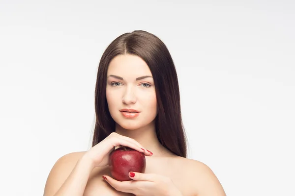 Dívka a jablka — Stock fotografie