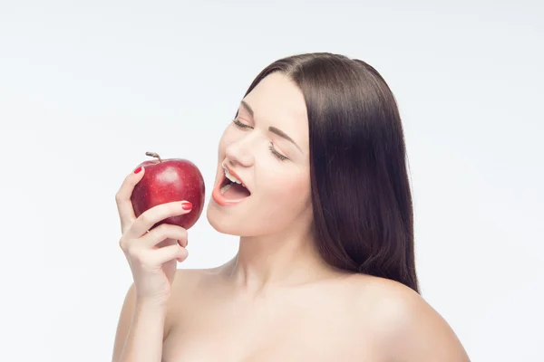 Chica y manzanas — Foto de Stock