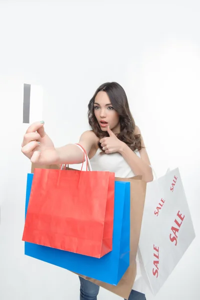 Menina e compras — Fotografia de Stock