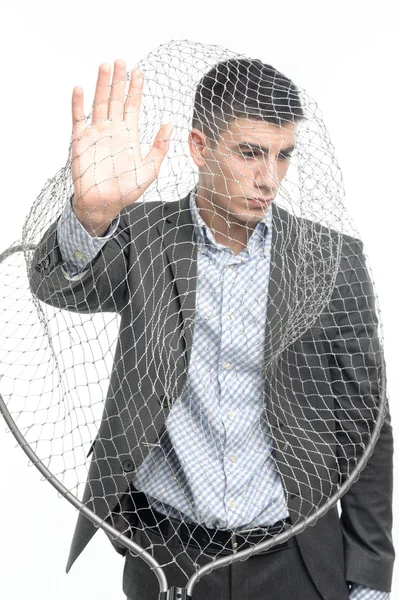 Man and net — Stock Photo, Image