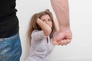 Violence of man against woman clipart