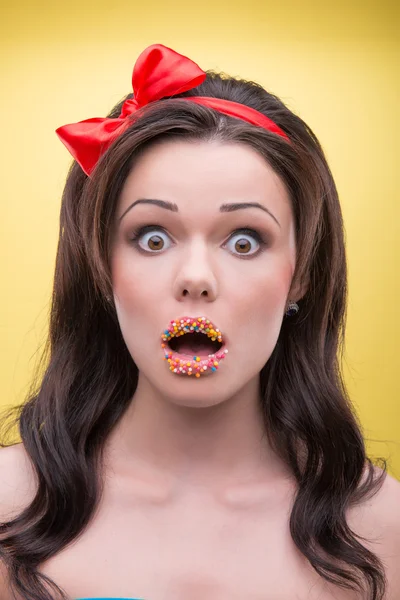 Sexy woman with sweets — Stock Photo, Image