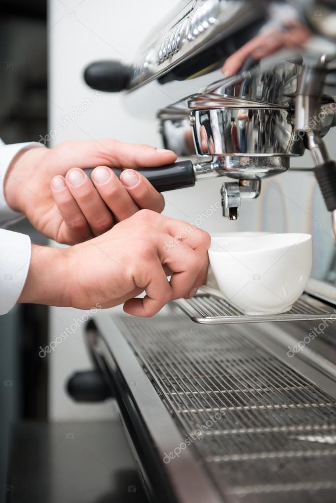 Barista and coffee machine Stock Photo by ©yacobchuk1 51389773