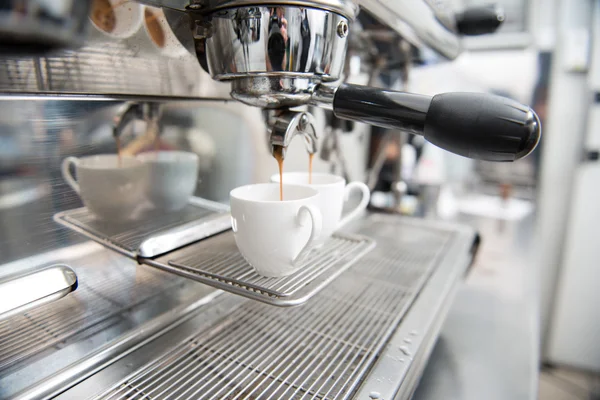 Barista and coffee machine — Stock Photo, Image