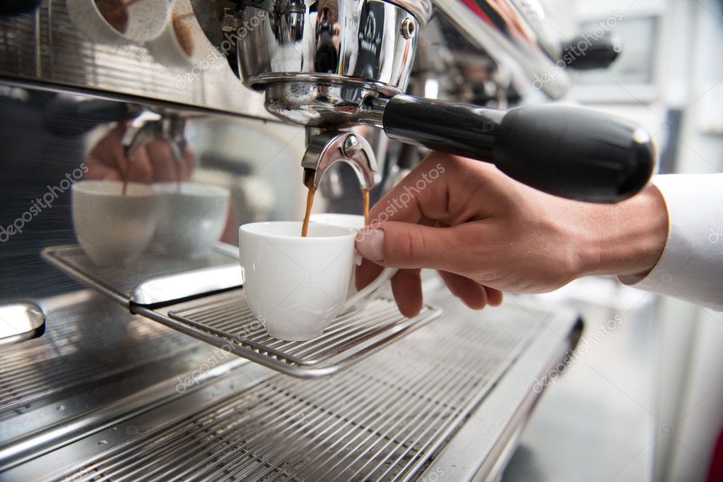 Barista and coffee machine — Stock Photo © yacobchuk1 51390275