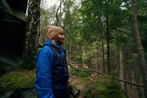 Yazın ağaçların arasında gezen neşeli adam.