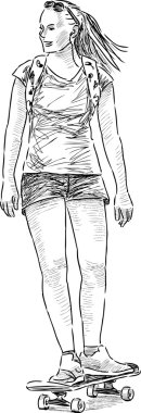 Kız bir kaykay sürme