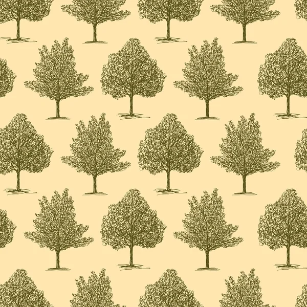 Hintergrund mit handgezeichneten Bäumen — Stockvektor