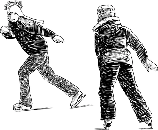 Enfants à la patinoire — Image vectorielle