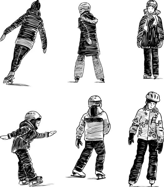 Les enfants sur les patins — Image vectorielle