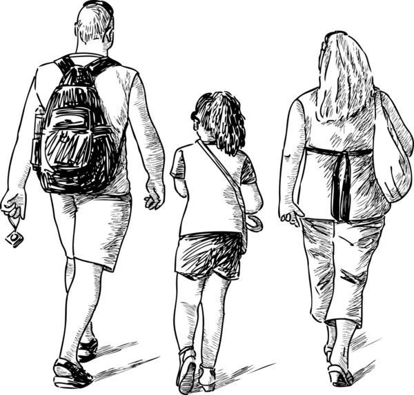 Familia en un paseo — Vector de stock