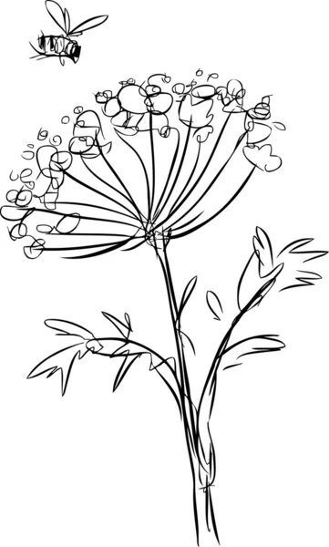 Blomma och bee — Stock vektor