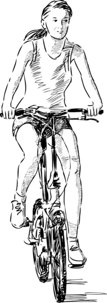 Девушка на велосипеде — стоковый вектор