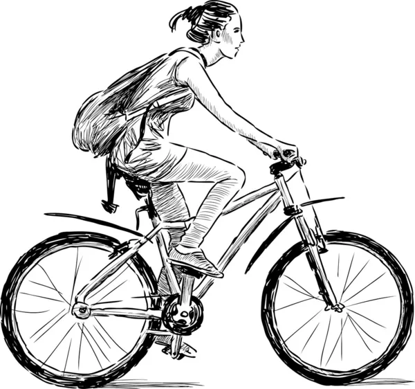 Ragazza in bicicletta — Vettoriale Stock