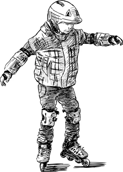 Niño en patines — Vector de stock