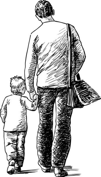 Mann mit kleinem Sohn — Stockvektor