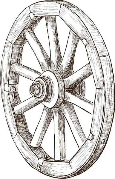 Oude wiel — Stockvector