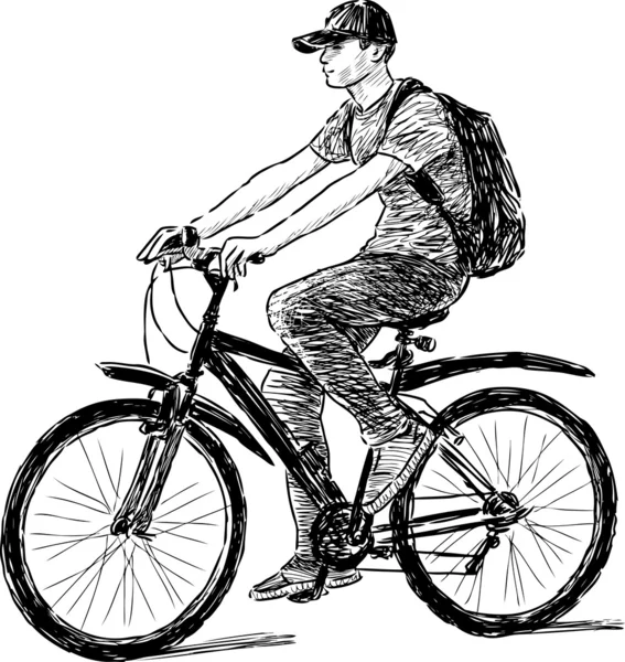 Adolescente montando una bicicleta — Archivo Imágenes Vectoriales