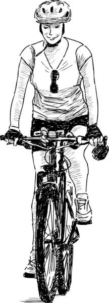 Mujer montando en bicicleta — Vector de stock