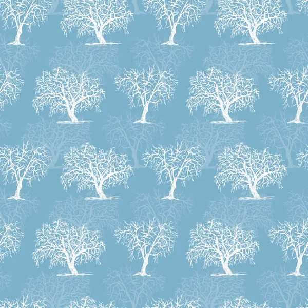 Шаблон с зимними деревьями — стоковый вектор